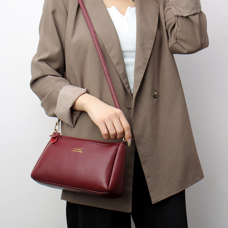 Women's 2025 Soft Leather Messenger Bag - Small Shoulder Bag for Middle-Aged Ladies